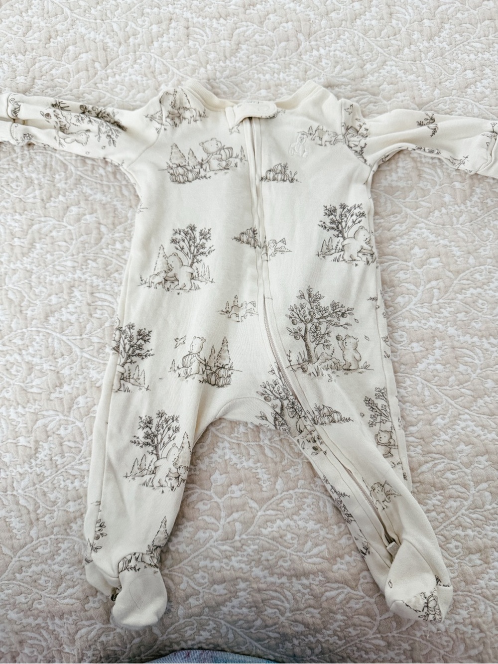 GAP Cream Footed One-Piece with Woodland Print